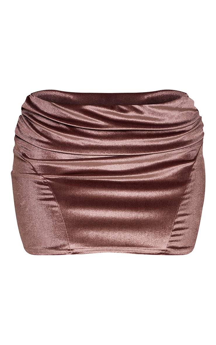 Taupe Mini Jupe En Velours Avec Détails De Coutures