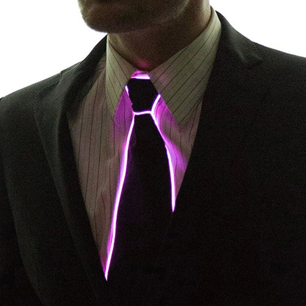 Partykrawatte mit LED Beleuchtung und Batterie Box - Violett