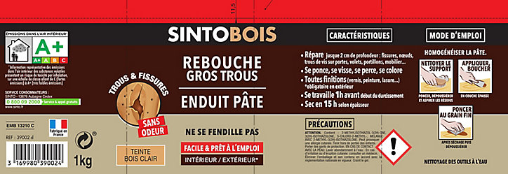 Rebouche teinte bois clair Sintobois 1Kg