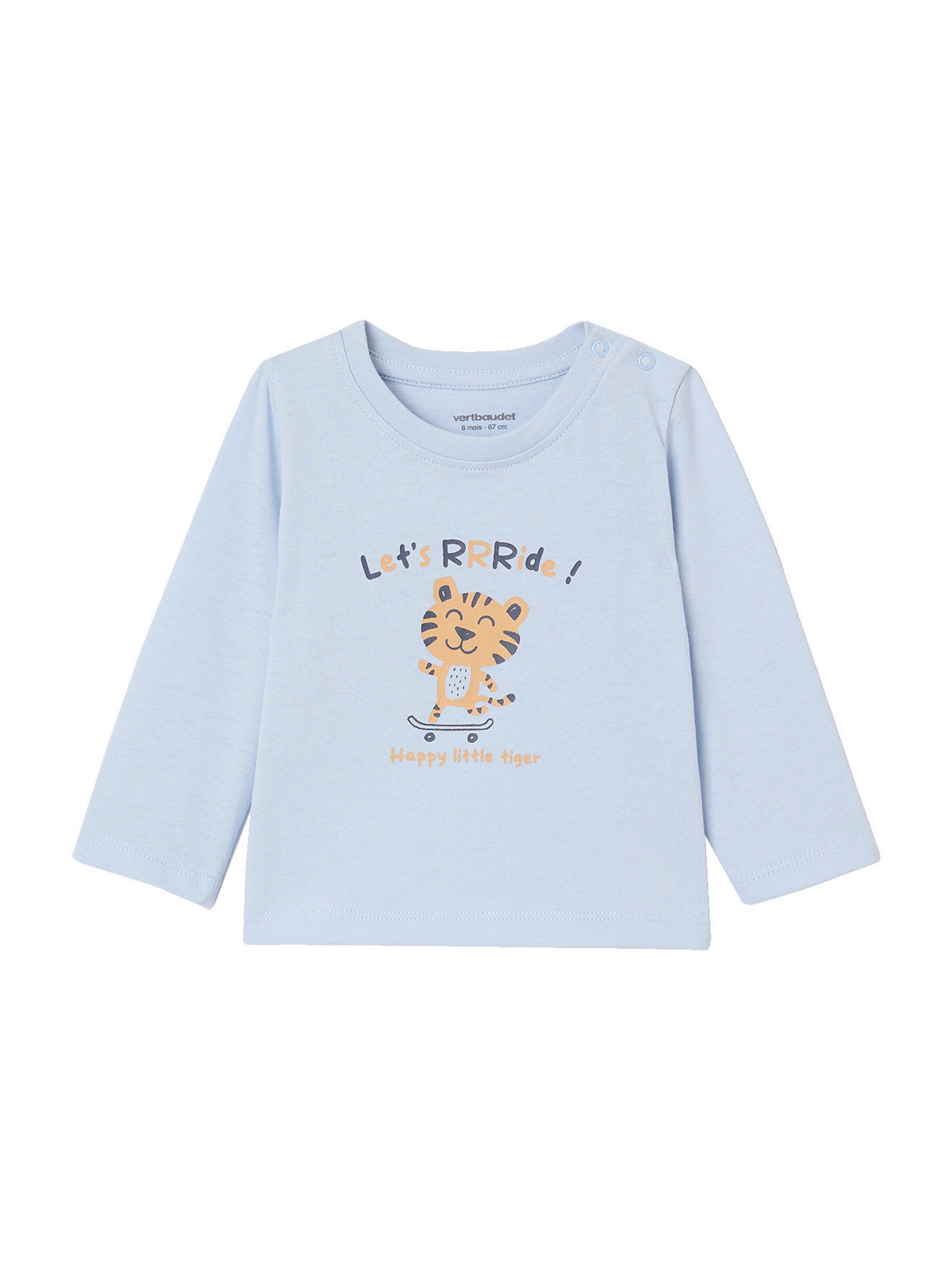 Vertbaudet 2er-Pack Baby Shirts BASIC, Print & Streifen himmelblau