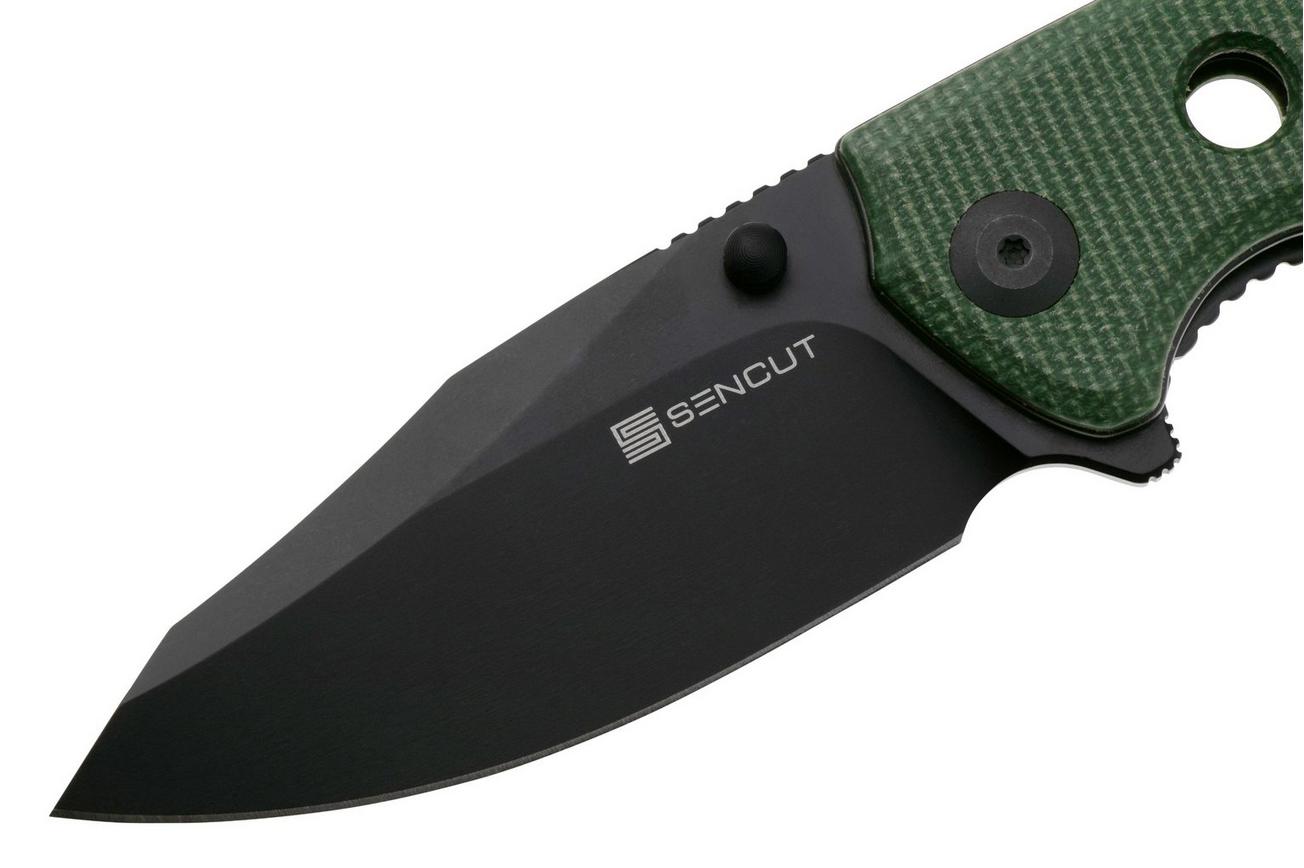 Sencut Excalis S23068-3 Black 9Cr18MoV, Green Canvas Micarta zakmes