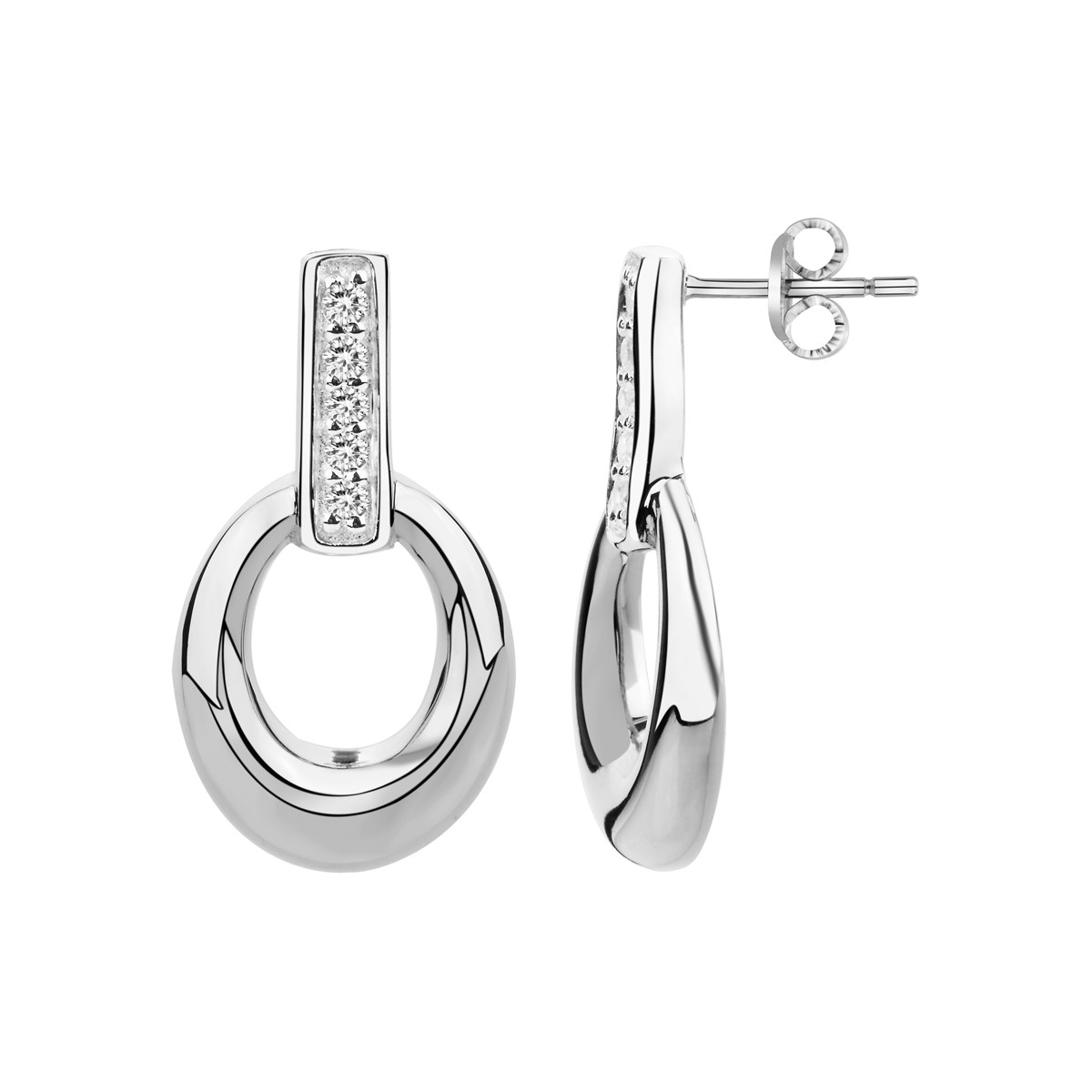 Boucles d'oreilles pendantes en Argent avec oxyde de zirconium blanc
