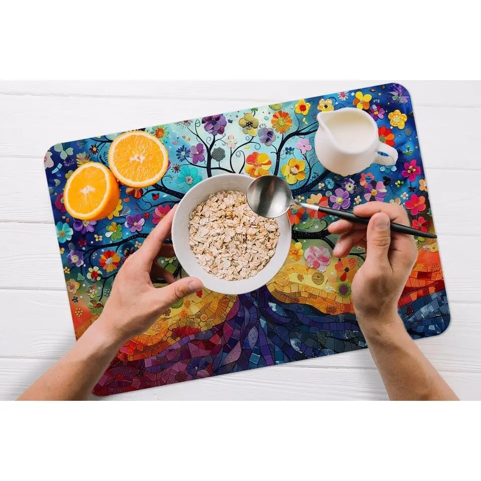 MuchoWow Placemat (6stuks) 45x30cm Boom Kleurrijk Bloemen