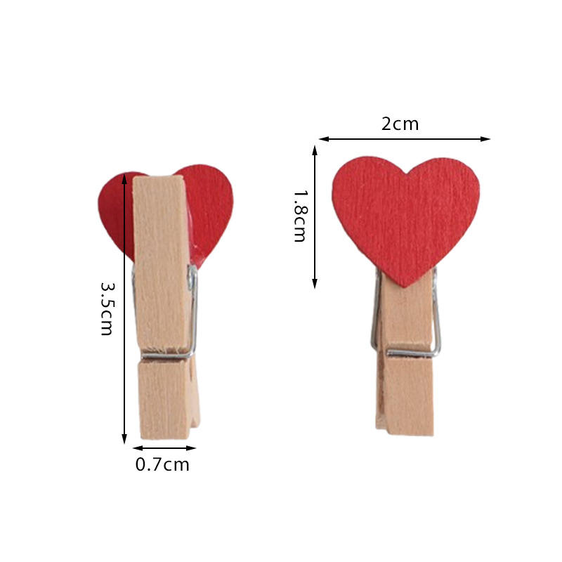 (100er Set) 3.5cm Holz Klammern DIY Bastel Deko Wäscheklammern - Herz