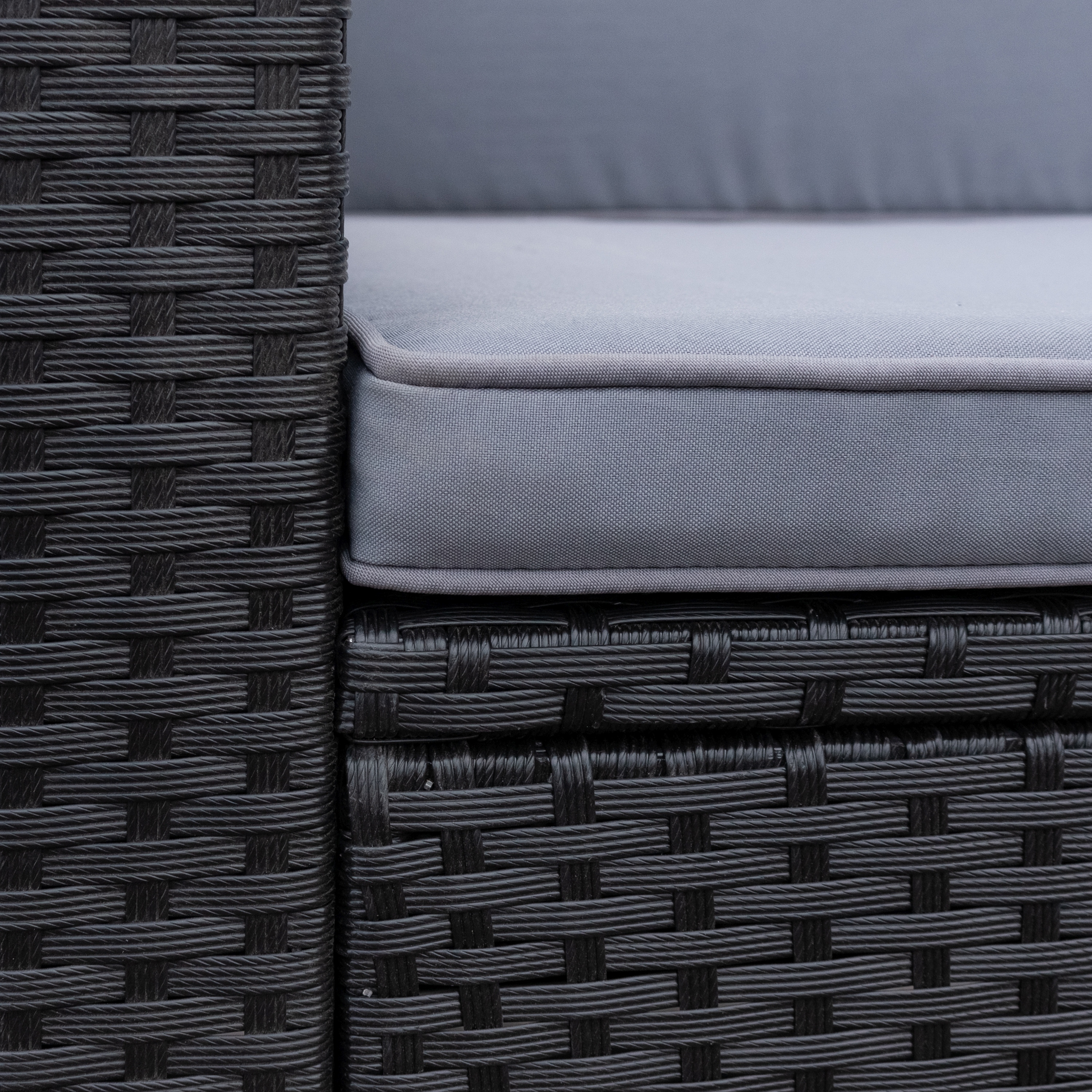 Rattanlounge SALERNO schwarz/anthrazit