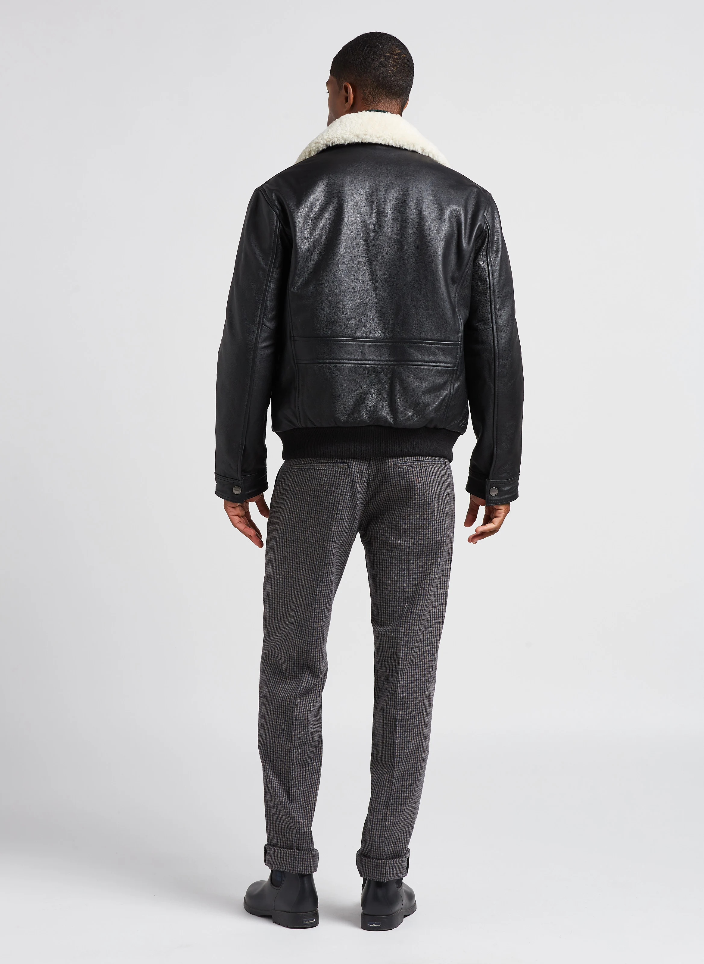 Pantalon droit en laine mélangée | Gris