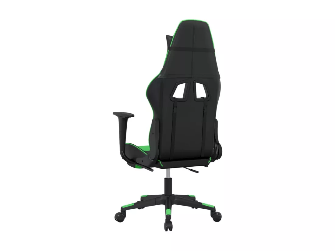 Chaise de jeu de massage et repose-pied Noir et vert Similicuir