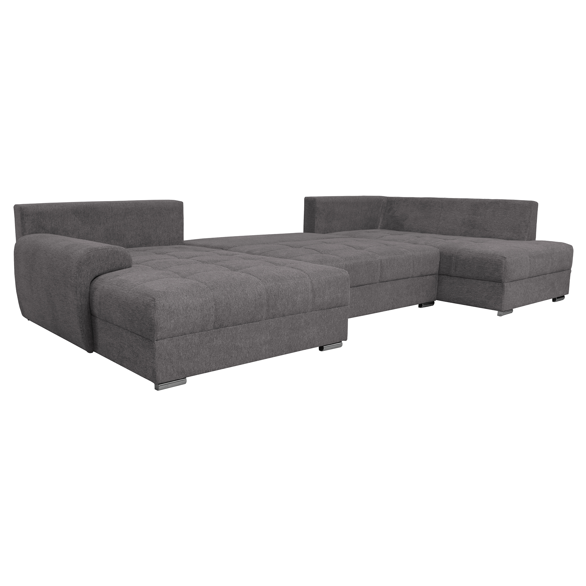 Wohnlandschaft - lightgrey - Liegefunktion und Staukasten - Recamiere links