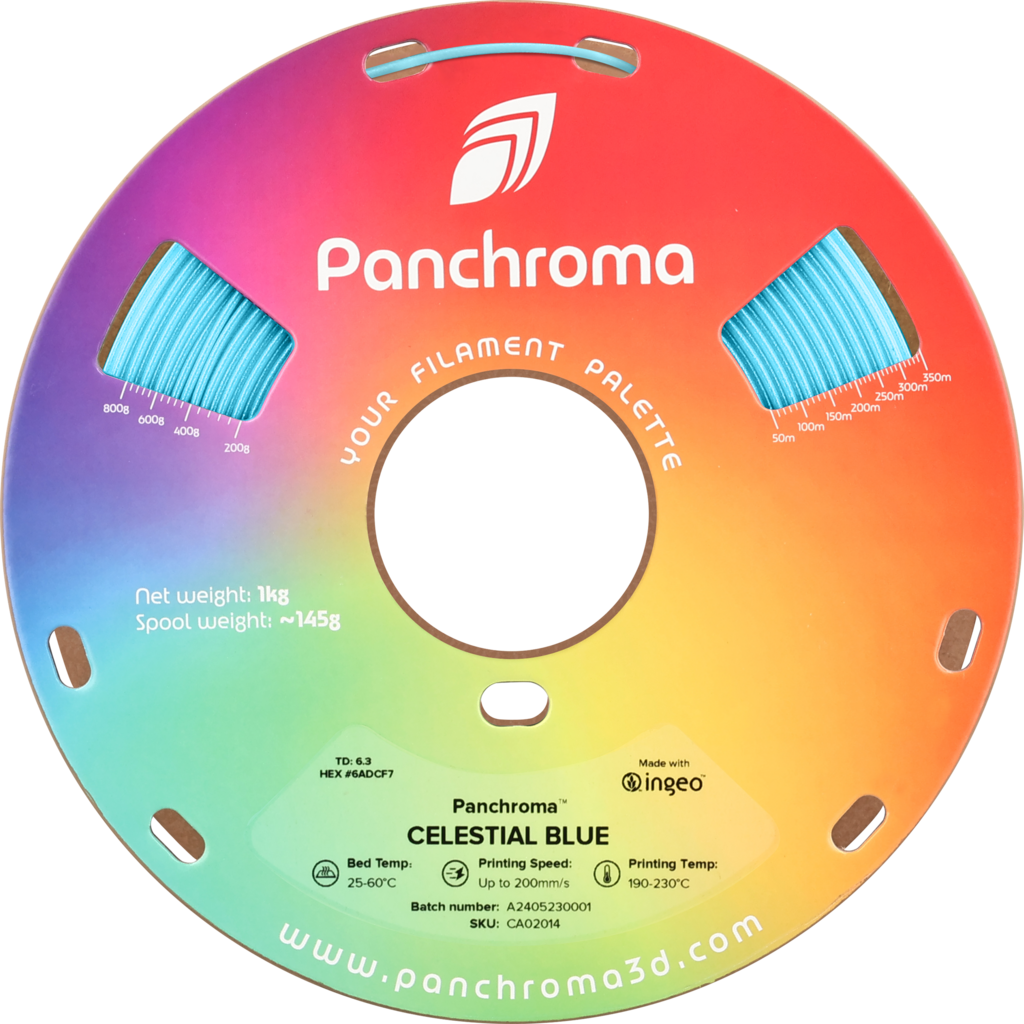 Polymaker  Panchroma™ PLA Celestial Blue, 1,75 mm / 1000 g    Pastellfarbener Glanz in Blau