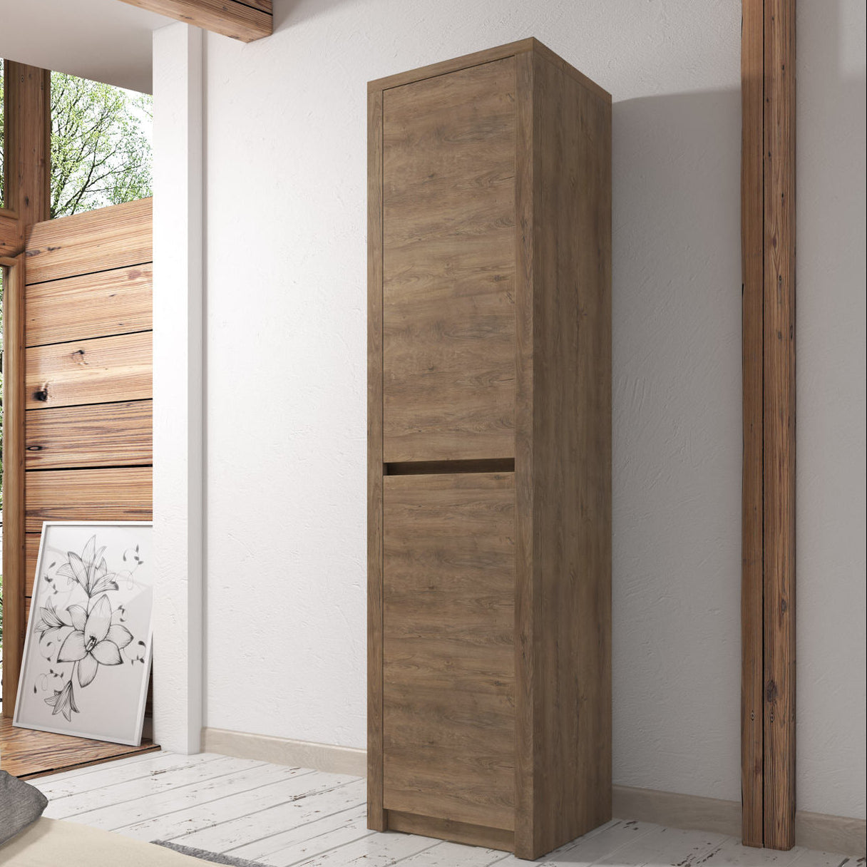 Monaco - Opbergkast met 2 deuren - Eiken - 50x43x197 cm