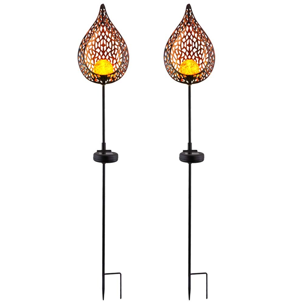 2er Set LED Solar-Steckleuchten im Flammen Design