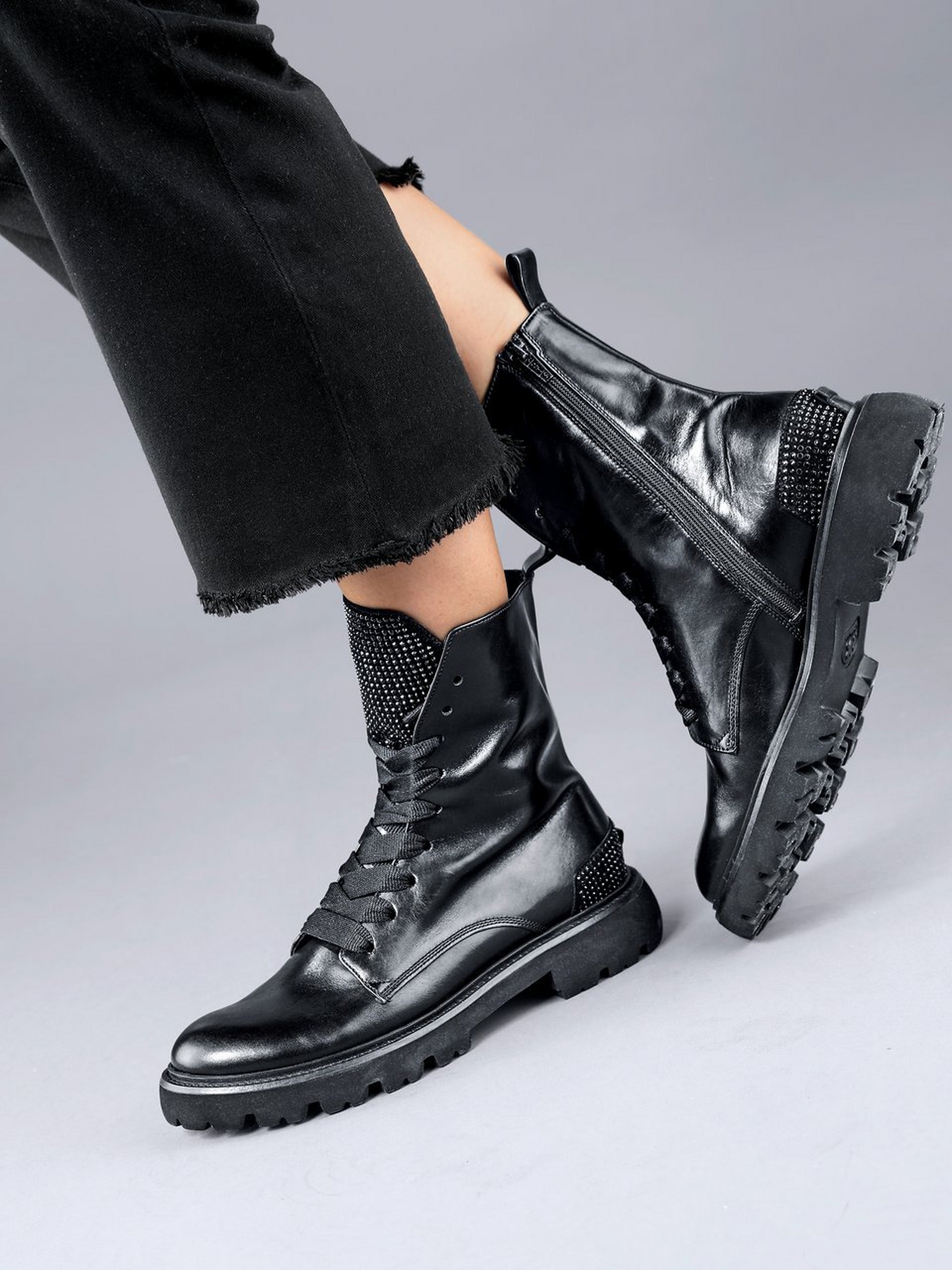 Schnür-Stiefelette Print