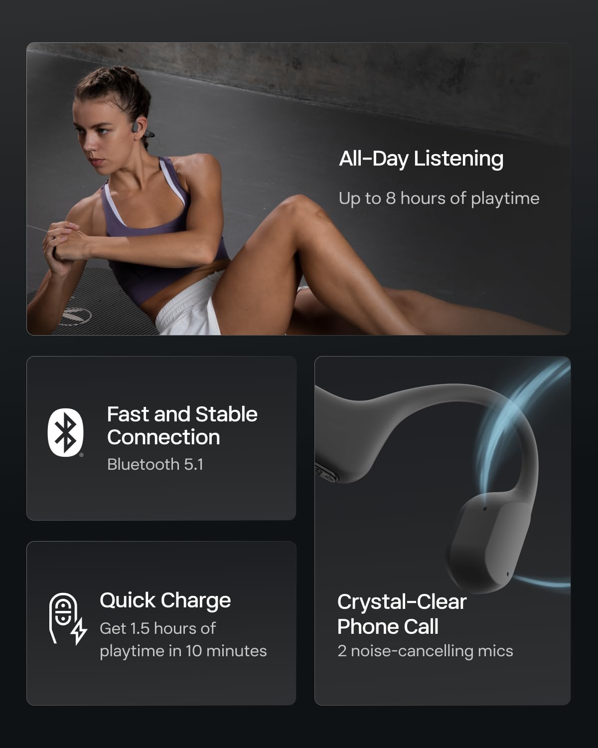 SHOKZ OpenRun Mini Casque à Conduction osseuse, écouteurs Bluetooth Oreilles Libres pour Le Sport avec Micro, Casque sans Fil étanche IP67, 8 Heures d’autonomie, Bandeau de Sport, Noir