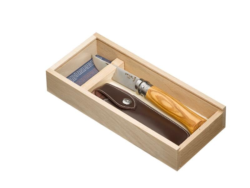 opinel Geschenkbox N°8 Olivenholz Klappmesser Klassiker in der Geschenkbox Ausgabe