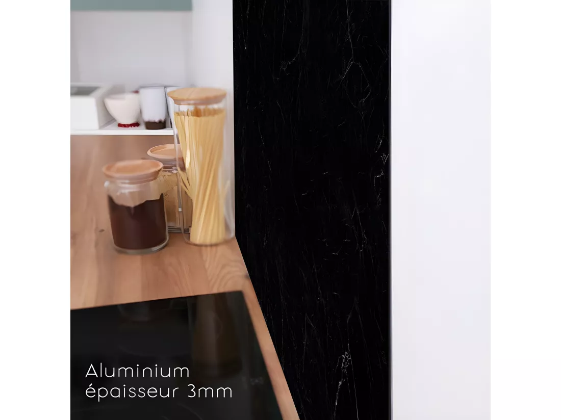 Fond de hotte ALU L 60xH 70cm - Marbre Noir - Aluminium composite
