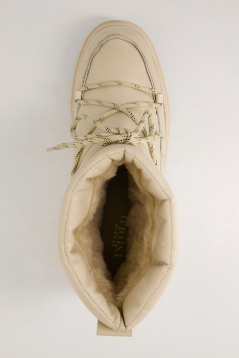 Schneeboots, echtes Leder, Schnürung, Web-Fellfutter, Weite H
