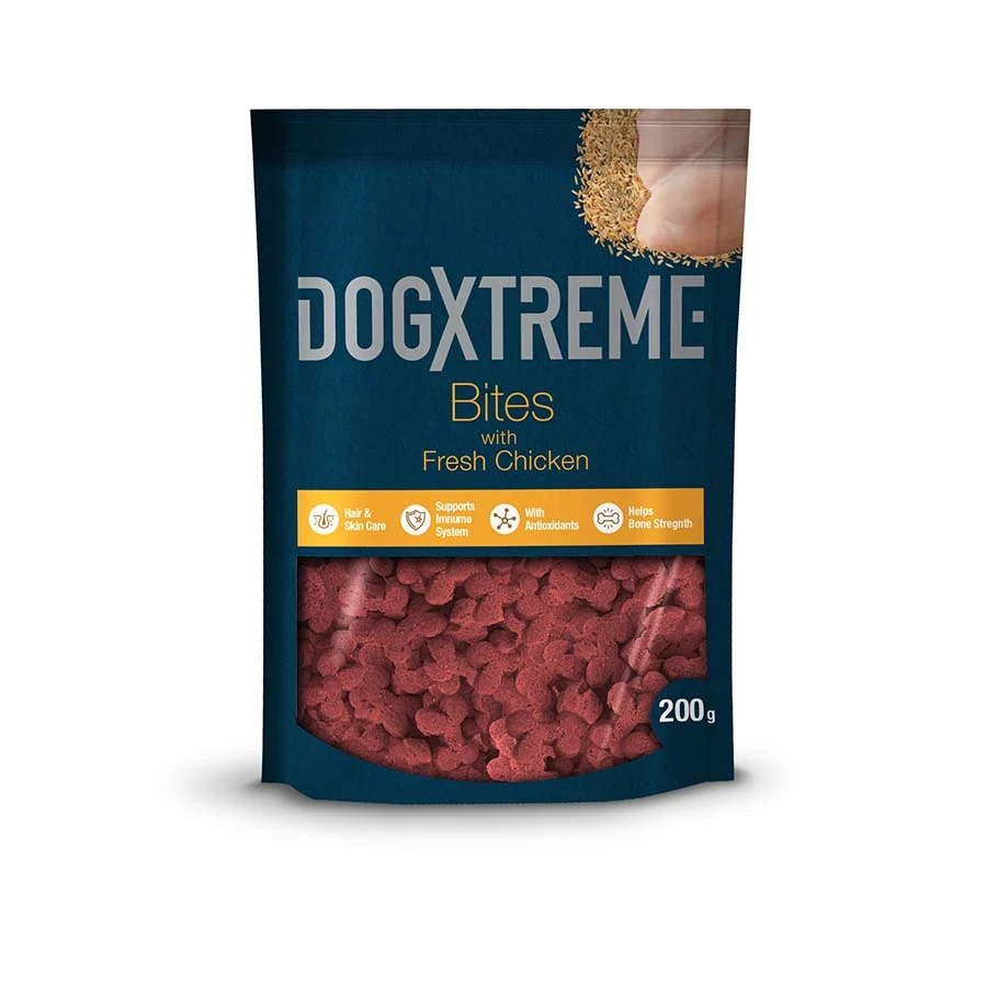 Dogxtreme Bites Petiscos Semiúmidos de Frango para Cães