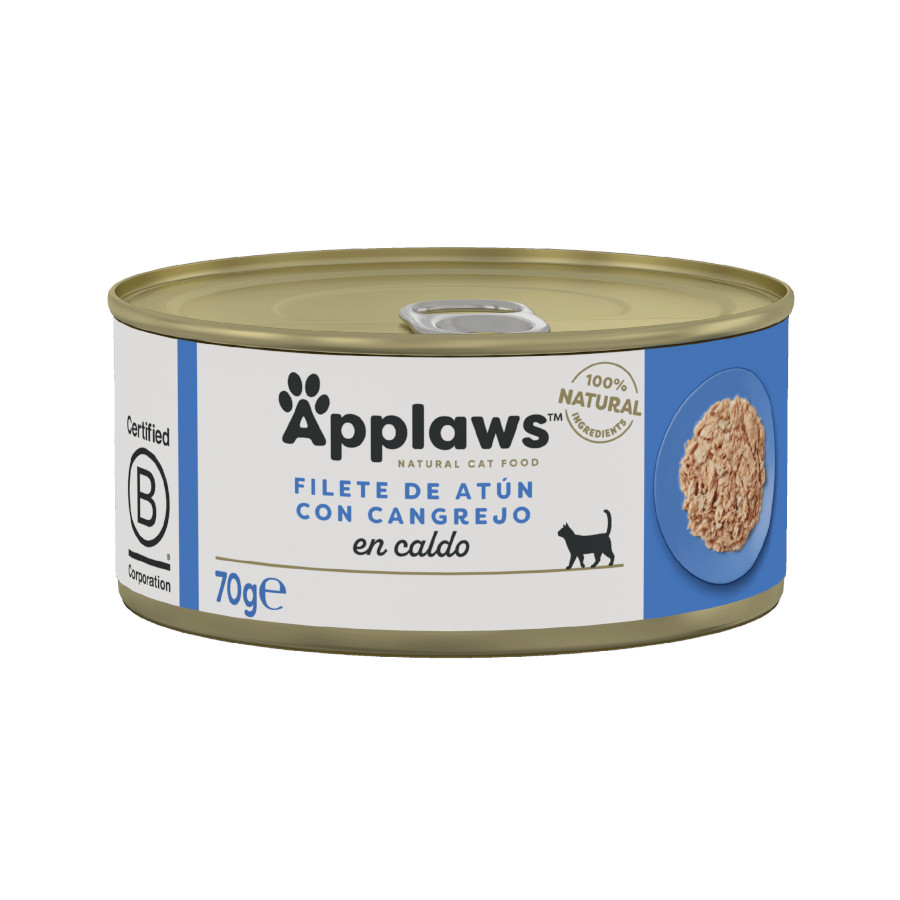 Lata de 70 g de atum e caranguejo Applaws para gatos