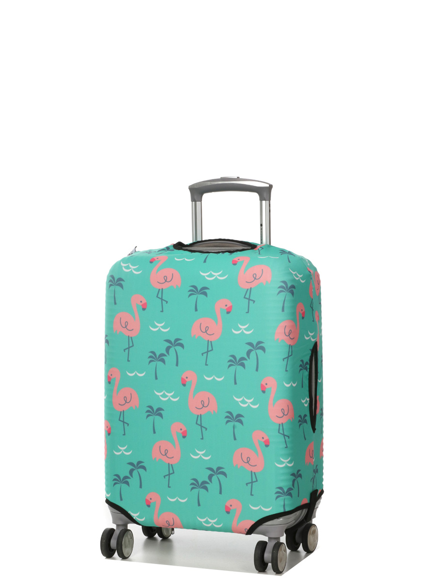 Housse de valise Periea Green with Pink Flamingos S