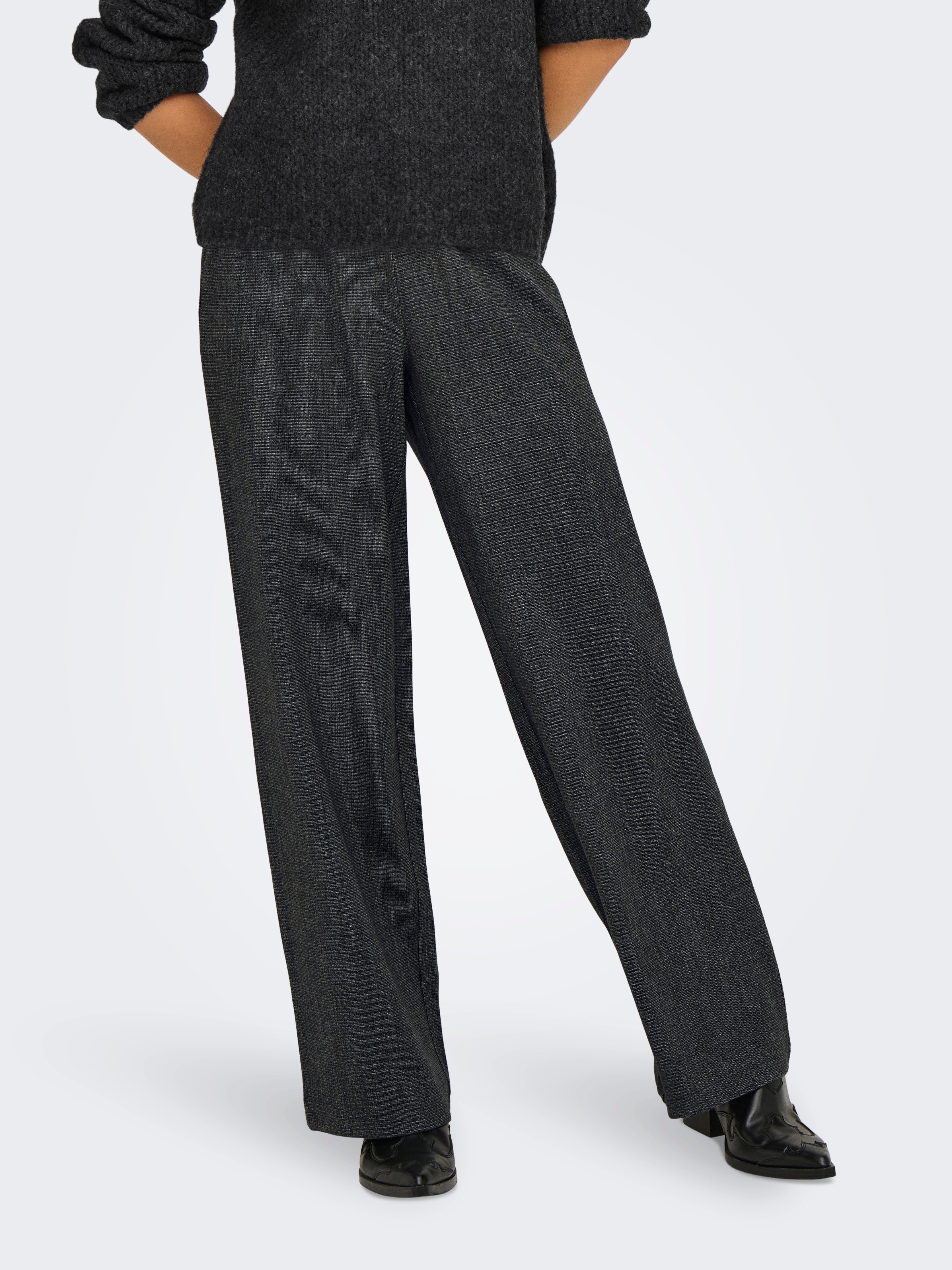 ONLELISE Mittlere Taille Normal geschnitten Hose mit weitem Beinschnitt Dark Grey Melange