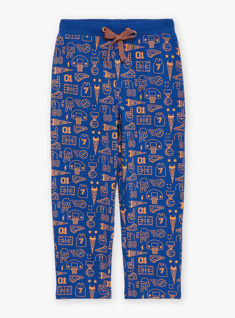 Pyjama bleu roi et jaune en jersey