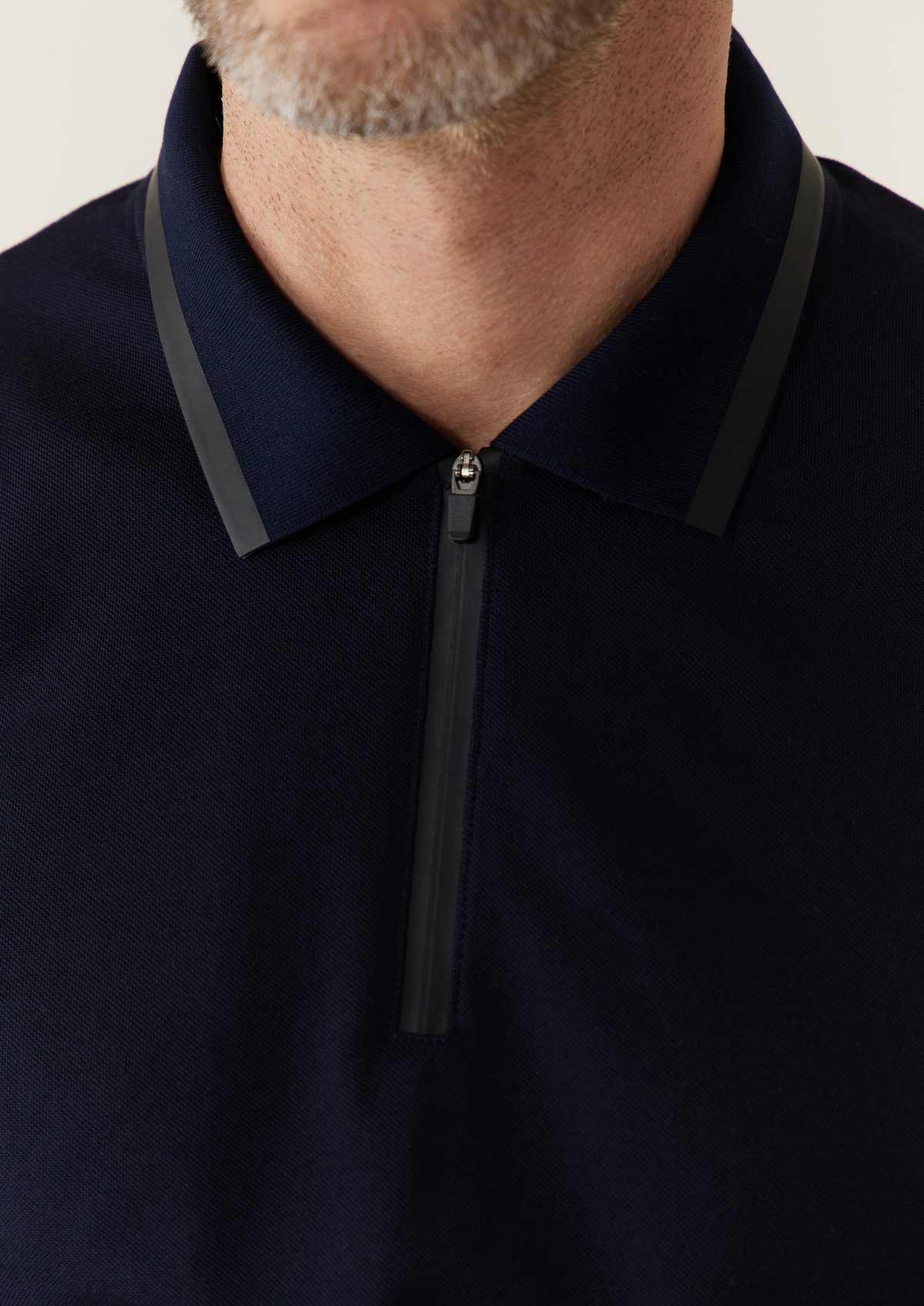 Polo Perspicace en coton mélangé uni bleu marine