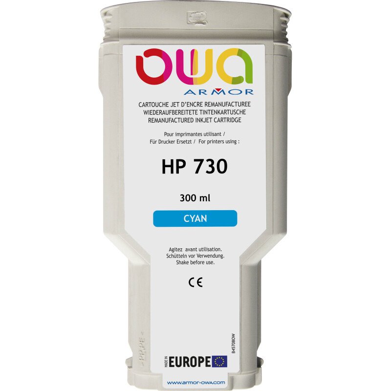 Cartouche d'encre traceur remanufacturée OWA - standard - Cyan - pour HP 730