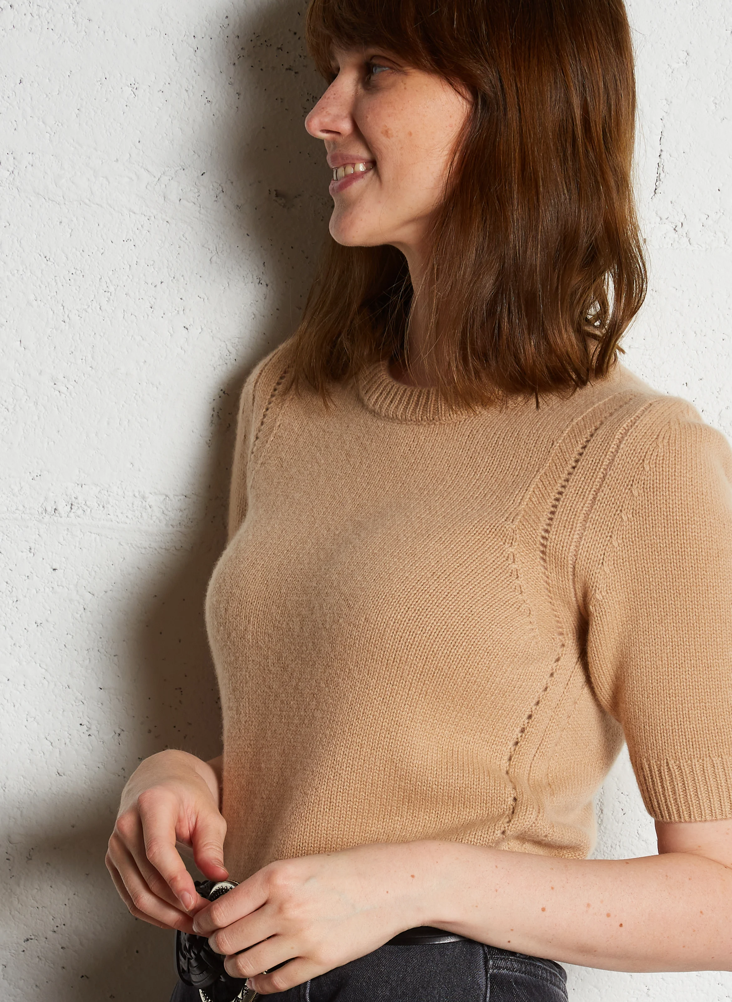 CACHMA - Pull manches courtes en cachemire | Marron