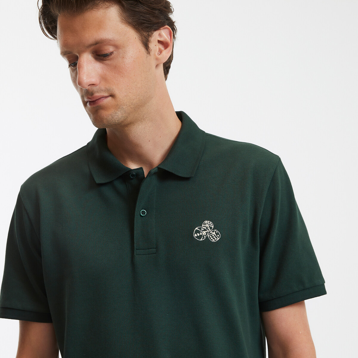 COLEÇÕES LA REDOUTE<br>Camisa polo com motivo bordado e mangas curtas