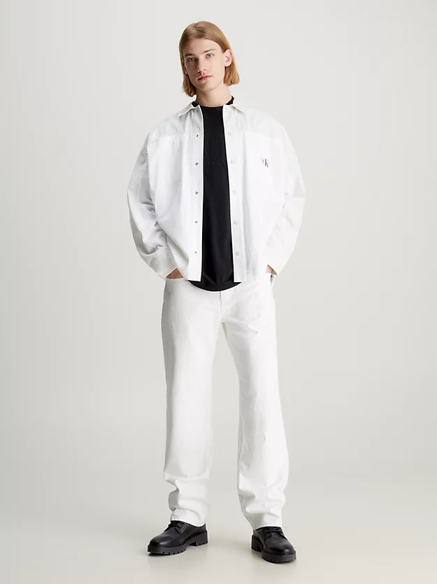 Jaqueta camisa oversized em sarja de algodão