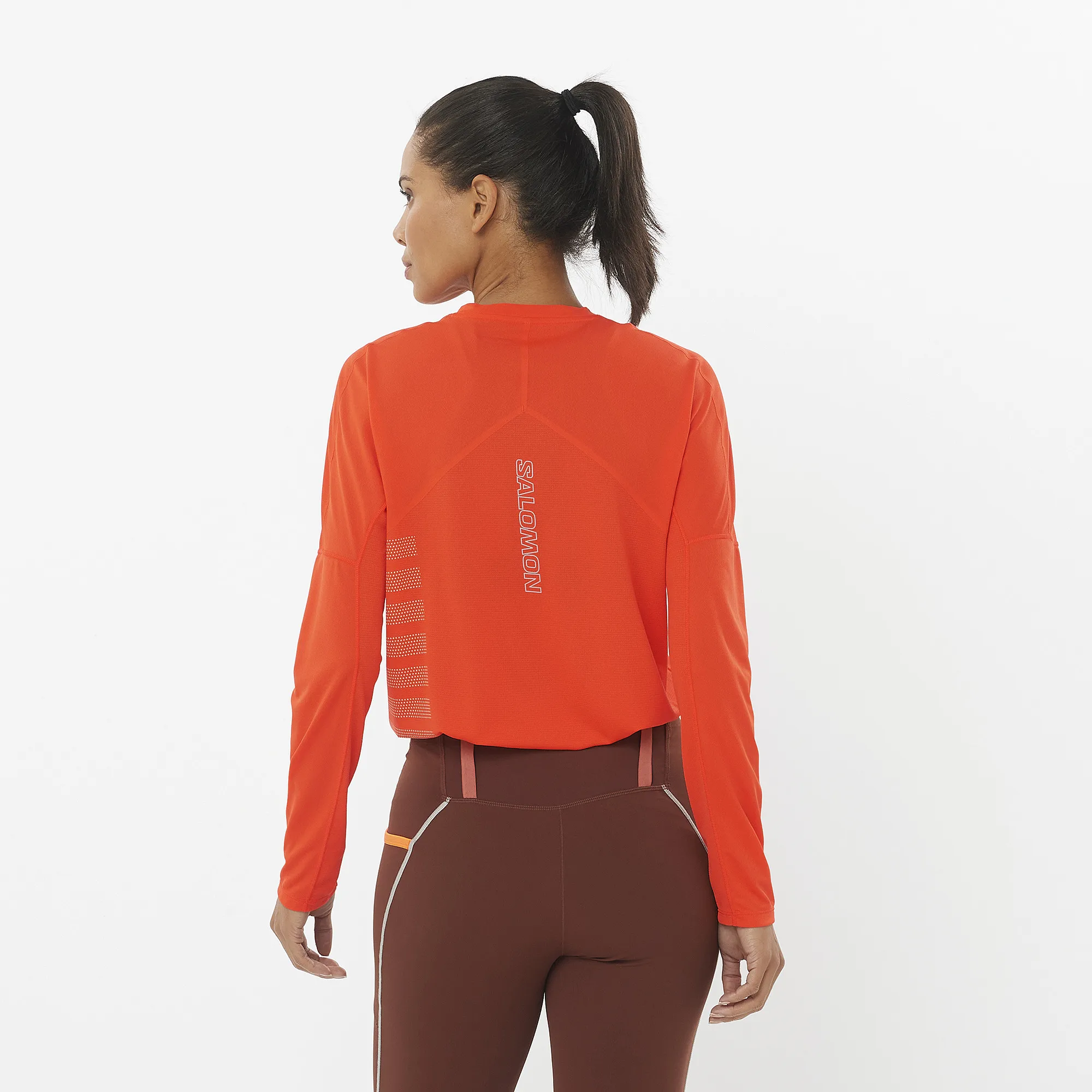 Salomon Sense Aero Ls Tee Gfx W Cherry Tomato / Rainy Day