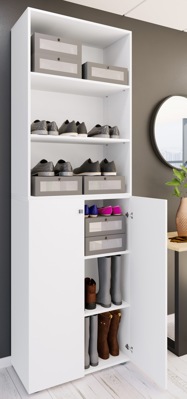 Schuhschrank LONA XL - weiß - 3 offene Fächer