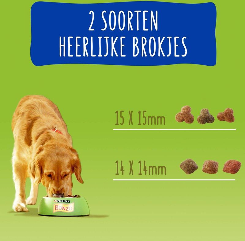 Bonzo - Krokante Menubrokken - Vlees met Kip en Groenten - 15KG
