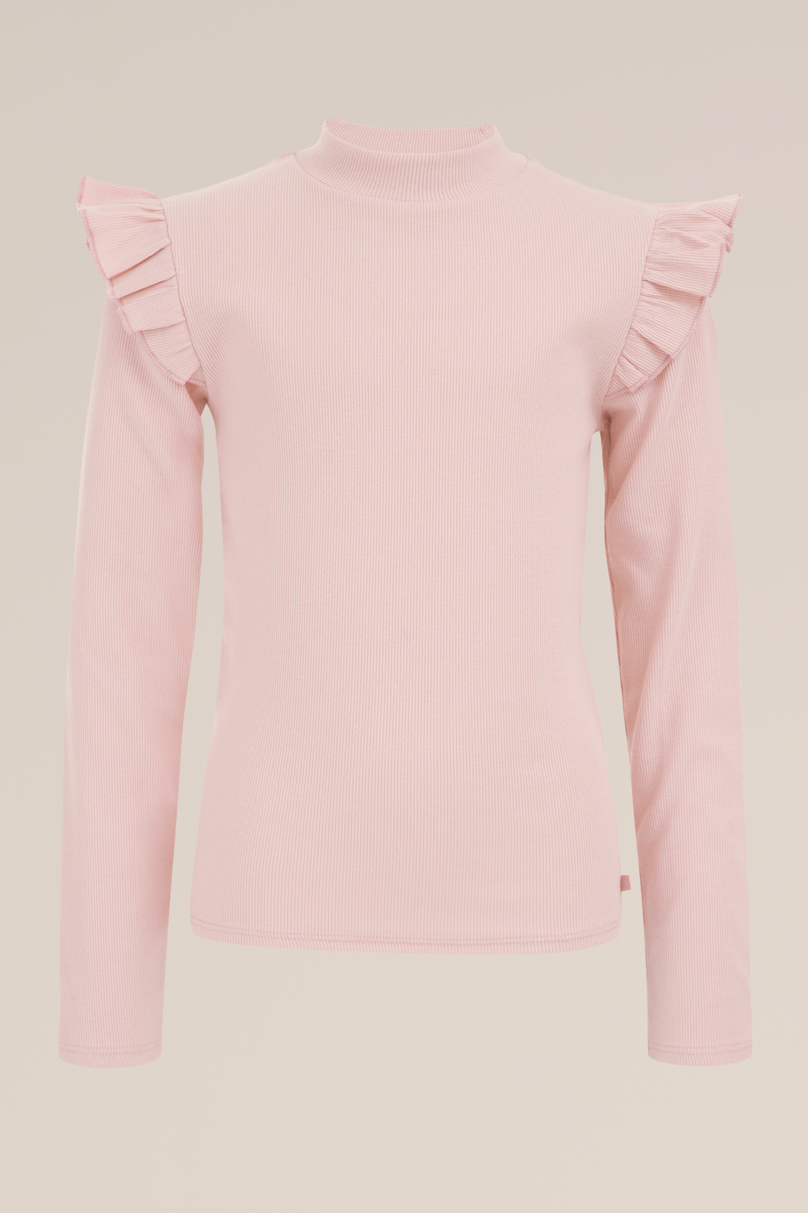Meisjes geribd T-shirt met ruches WE Fashion Lichtroze