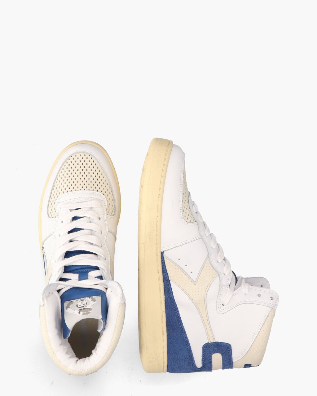 Diadora Heritage Mi Basket Punched Italia Wit/Blauw Herensneakers