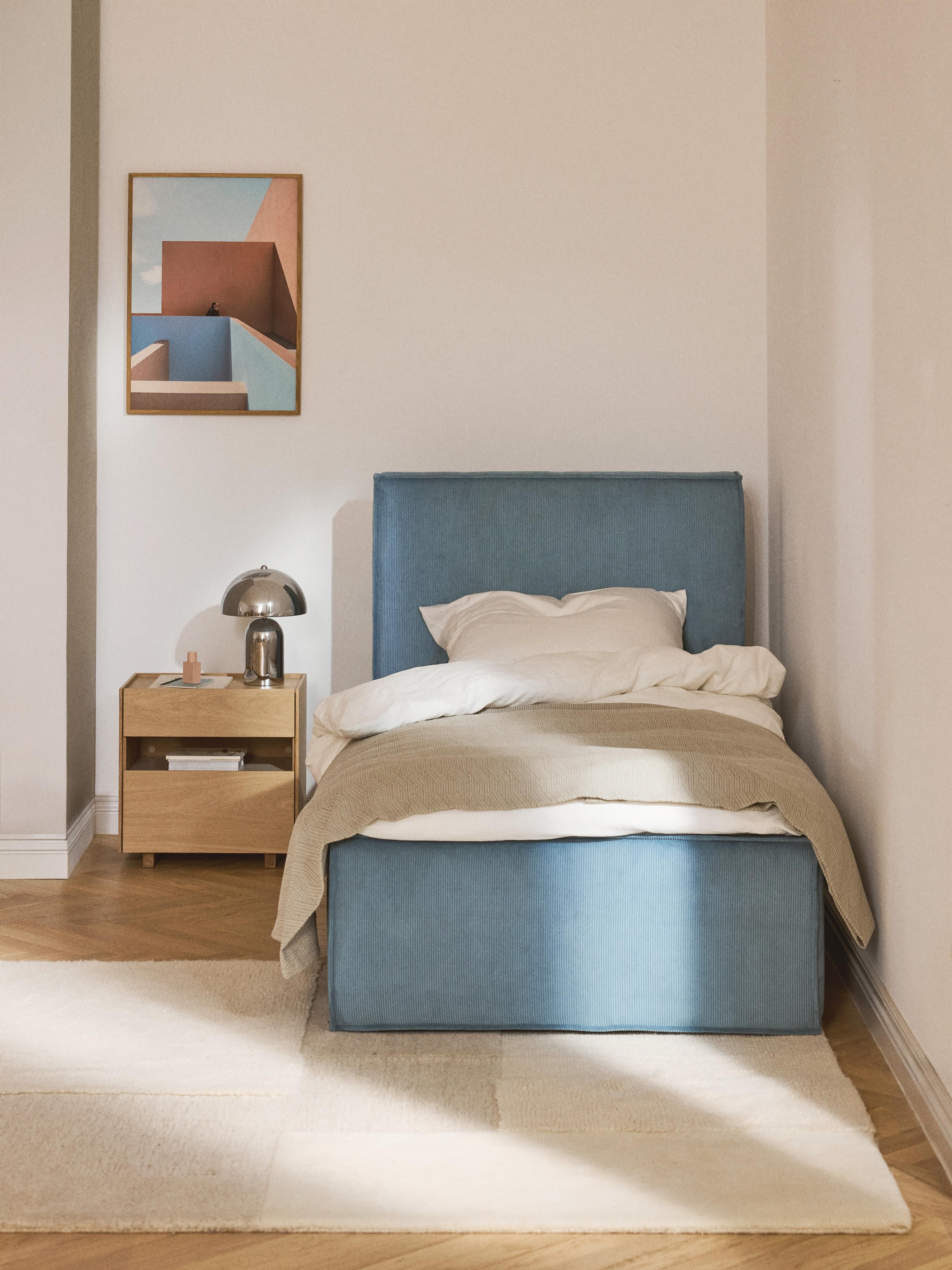 Eenpersoonsbed Dream met opbergruimte van ribfluweel