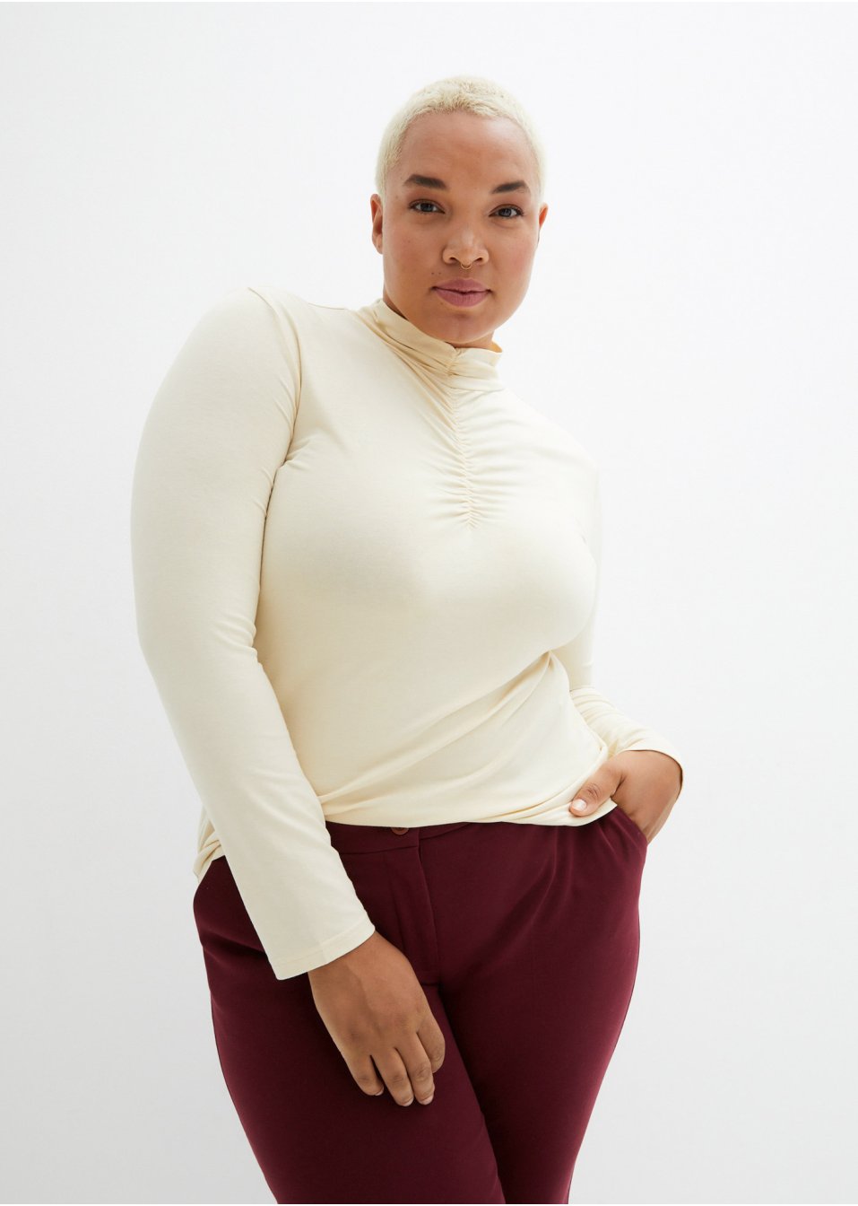 T-shirt manches longues froncé