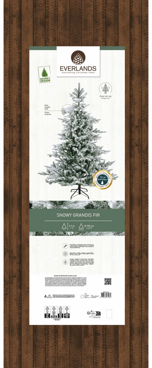 Everlands Künstlicher Weihnachtsbaum Grandis Fir beschneit 210cm
