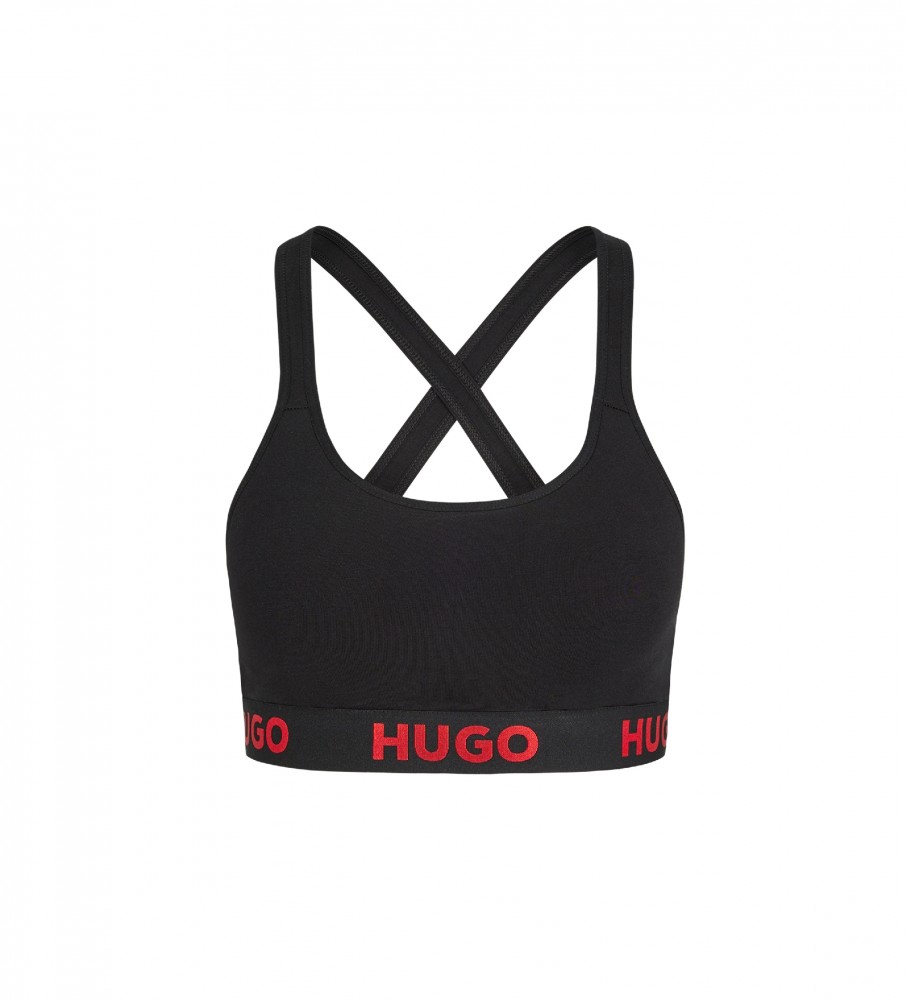 Sutiã Bralette Elástico HUGO Logos, Preto