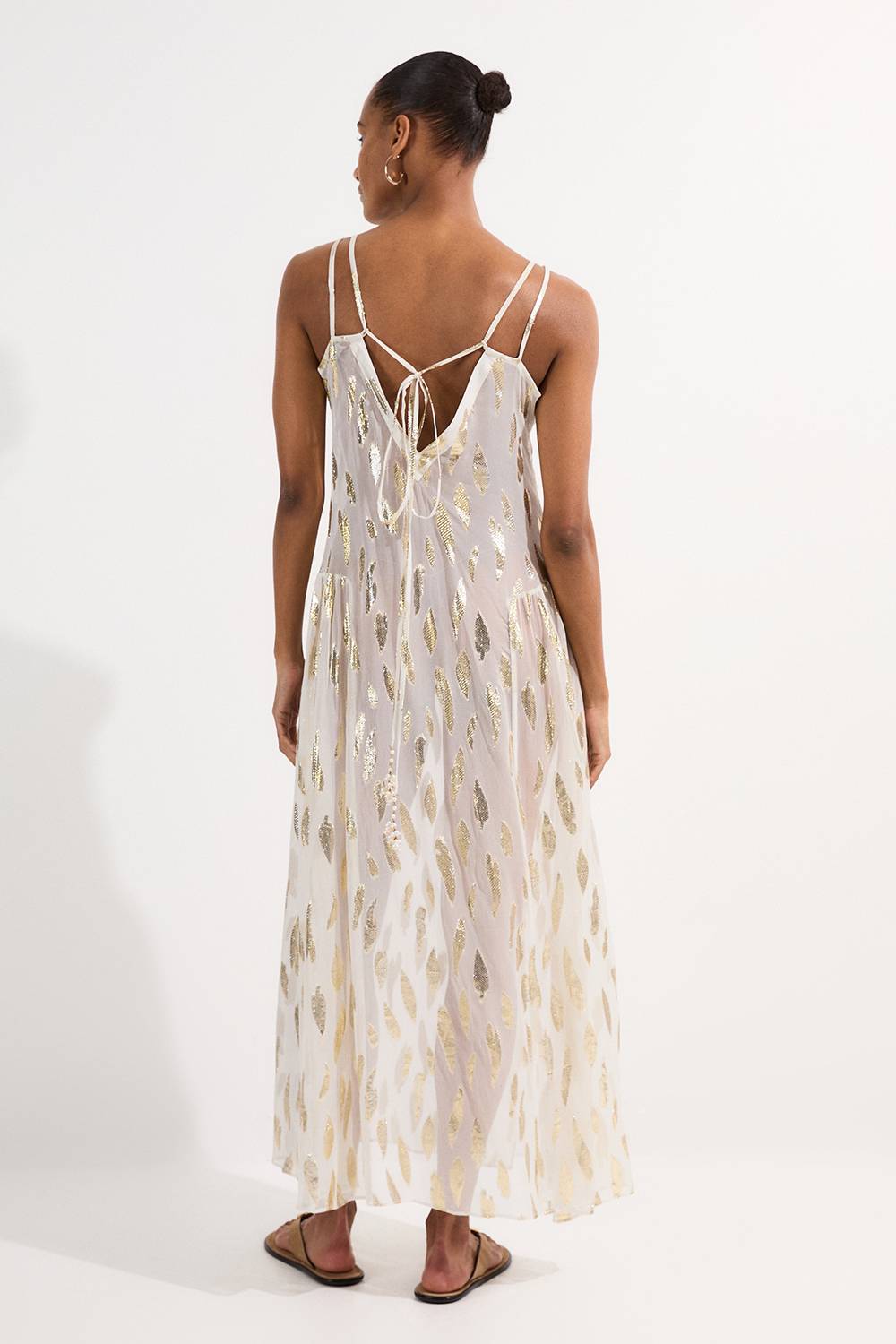 KarenMillen Robe maxi à fines bretelles en fil métallique de plage
