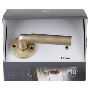 Karwei deurkruk set Luca rond rozet messing mat