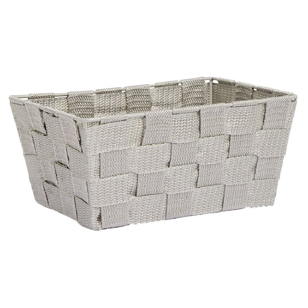 Panière de rangement tressée gris clair Taille S - 21,5x10xH14cm