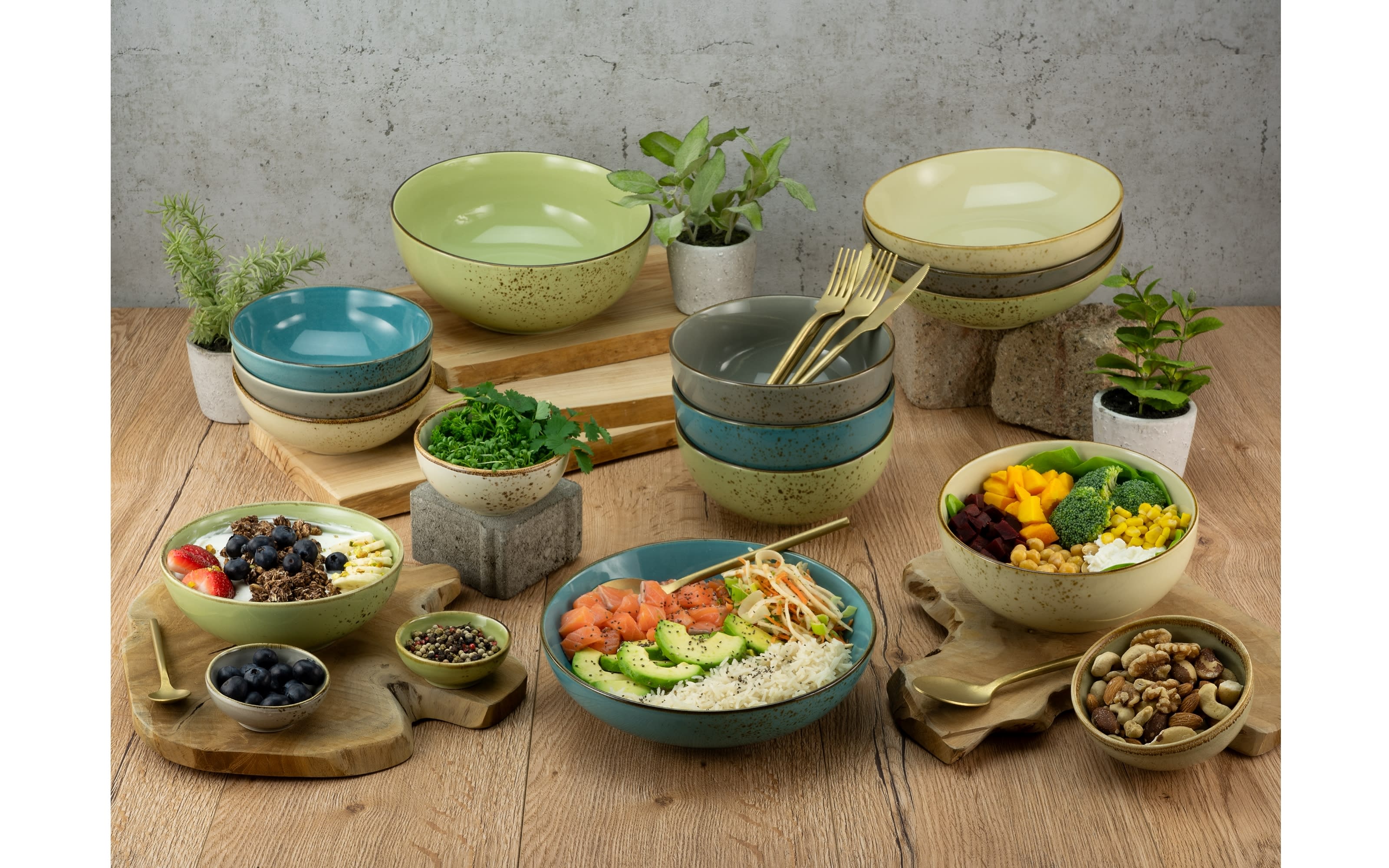 Buddha Bowl Nature Collection, steingrau, 17,5 cm