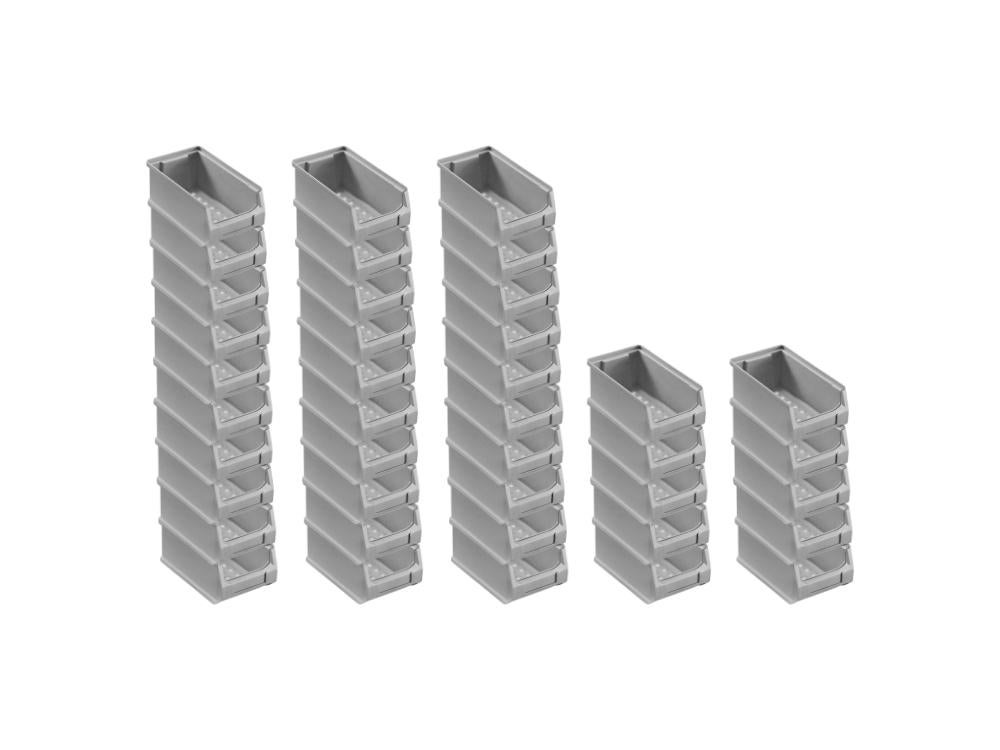 PROREGAL Super Saver Set 40x Grijze Opbergdoos 2,0 HxBxD 7,5 x 10 x 17,5 cm 0,8 Liter Opbergcontainer