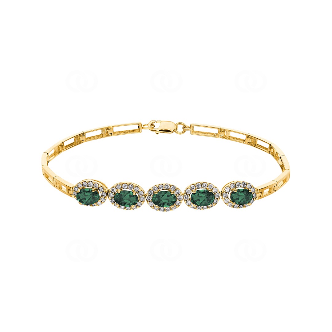 Smaragd Armband 750/18 K Gelbgold mit Diamanten 0.67 ct H/si