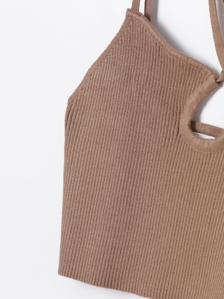 Top cropped canelado - Marrom