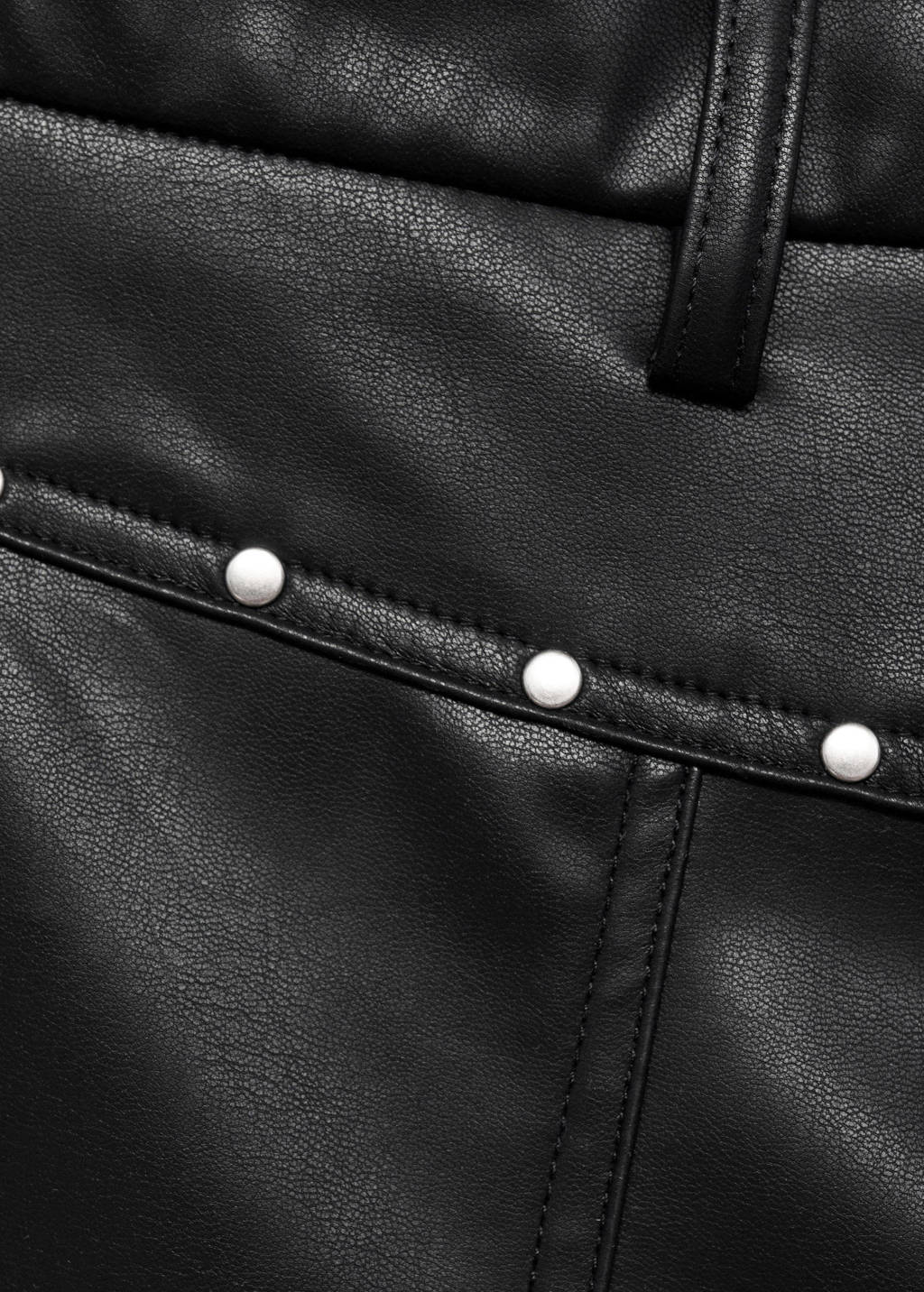 MANGO TEEN imitatieleren straight casual broek zwart