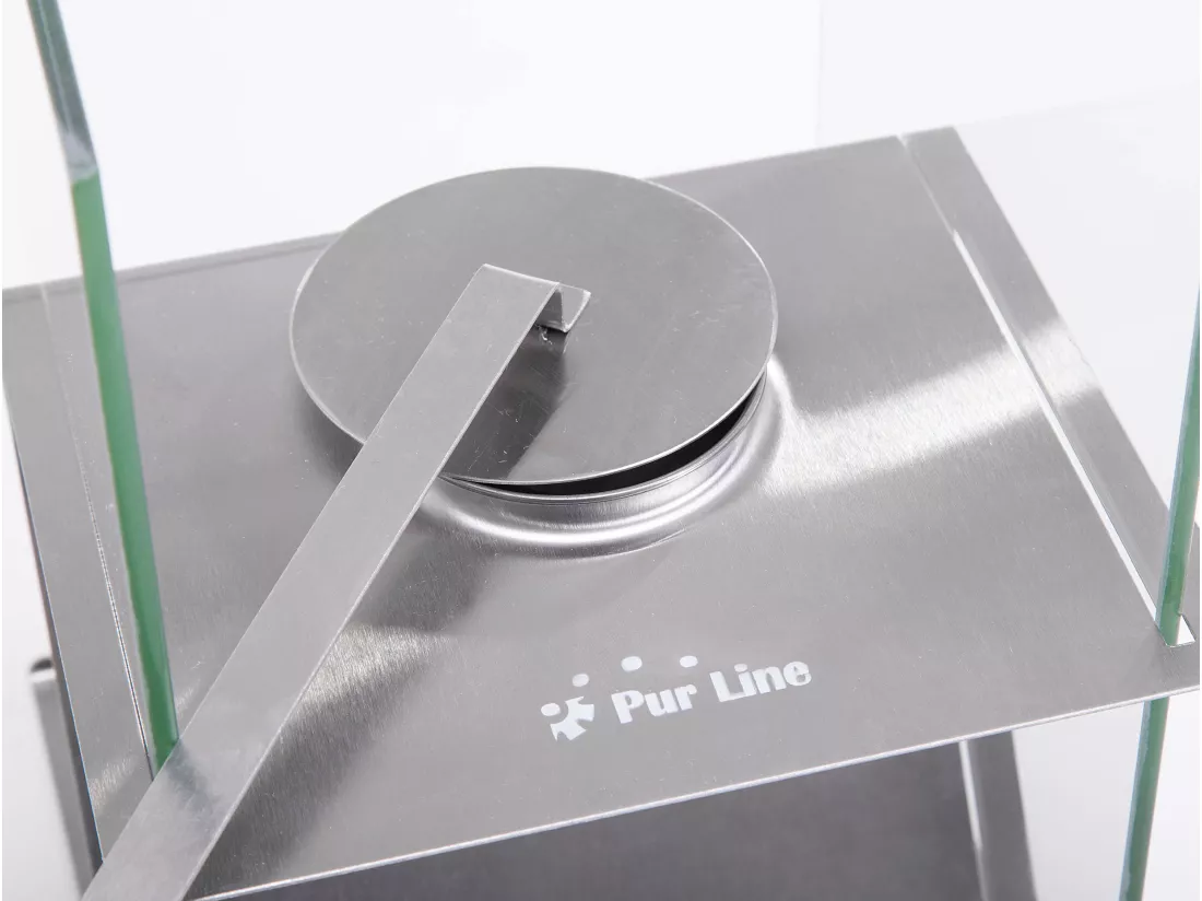 Cheminée de table à l'éthanol en acier inoxydable et verre trempé