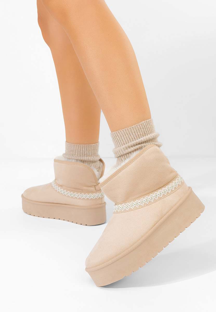 Bottes à plateforme beige Orelis