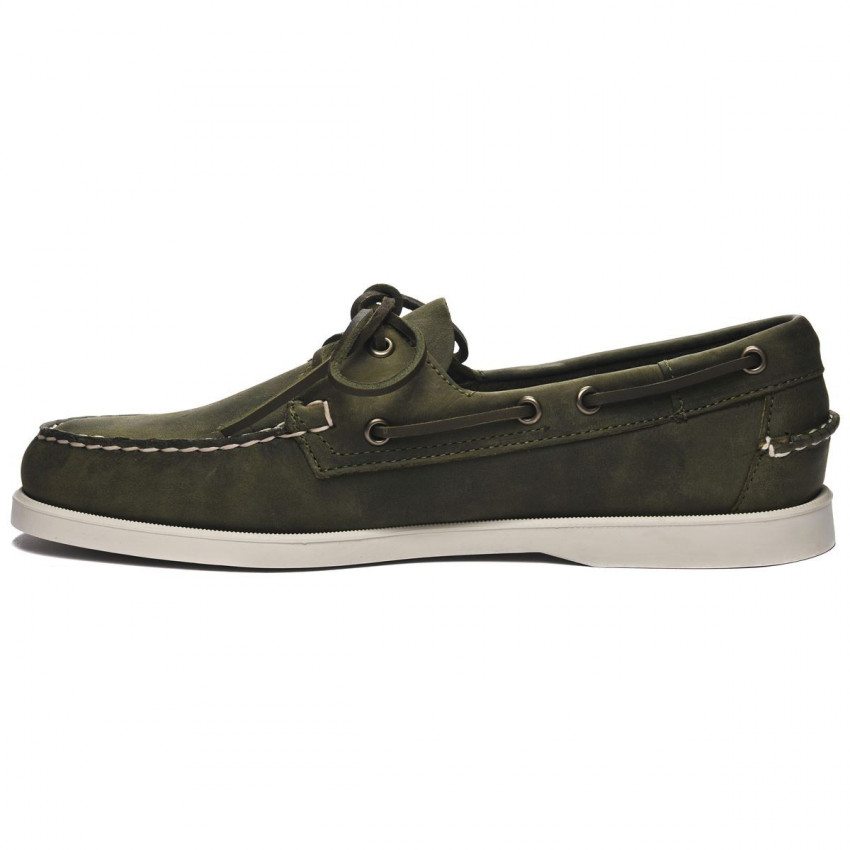 DOCKSIDES PORTLAND CRAZY Green Military-Chaussures bateau pour homme en cuir Portland